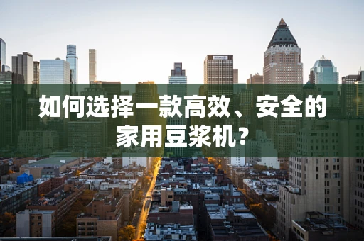 如何选择一款高效、安全的家用豆浆机？