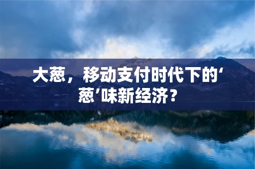 大葱，移动支付时代下的‘葱’味新经济？