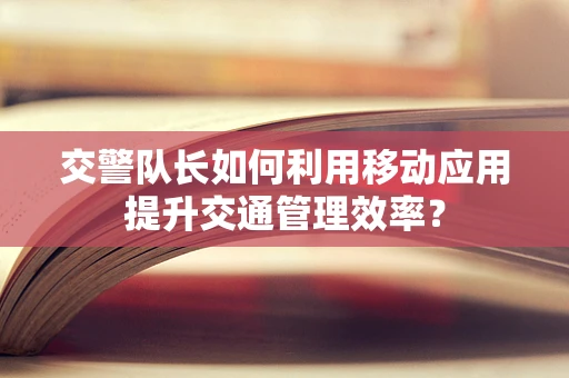 交警队长如何利用移动应用提升交通管理效率？